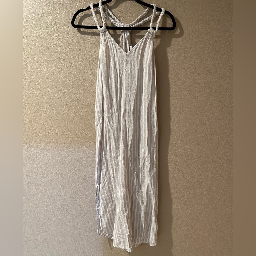 Rachel Ashwell Striped Gold and White Halter Maxi Dress